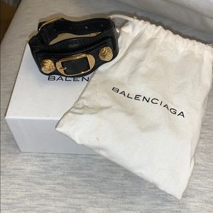 Authentic Balenciaga Black Leather Bracelet